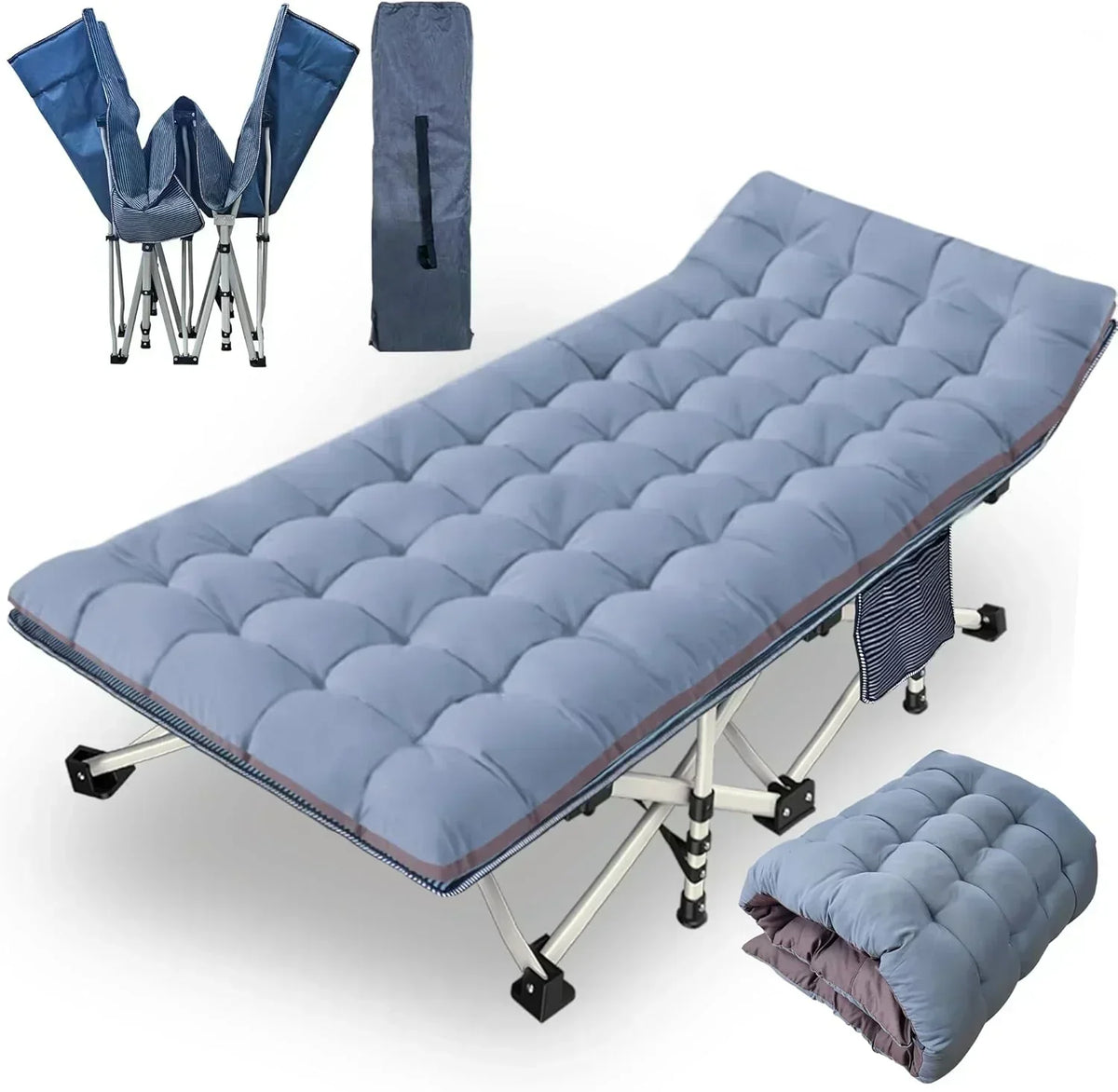 2-Pack Camping Cots with Mattress Comfortable Folding Bed Heavy Duty Baby Cot
