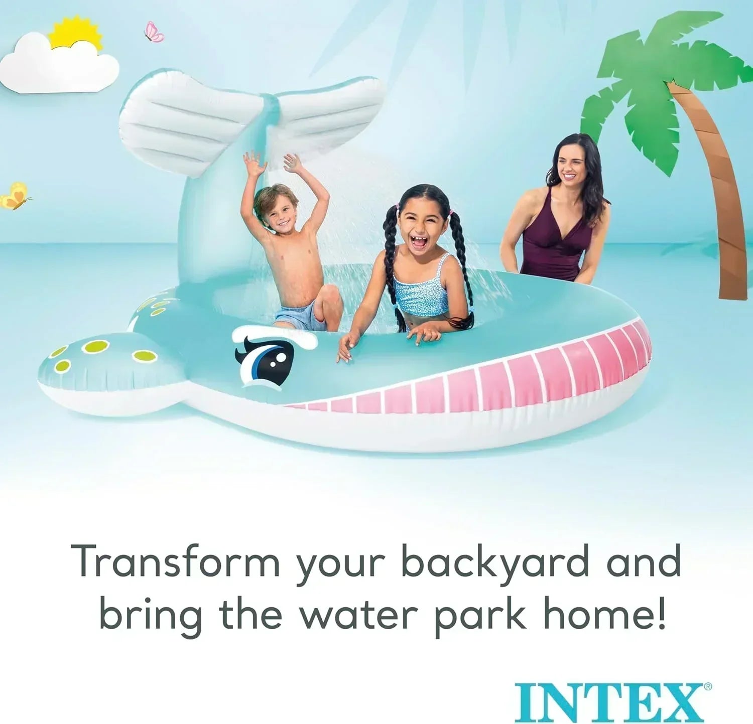 Intex 96 x 78 x 28 Inflatable Jungle Adventure Play Center Spray Kiddie Pool Water Slide