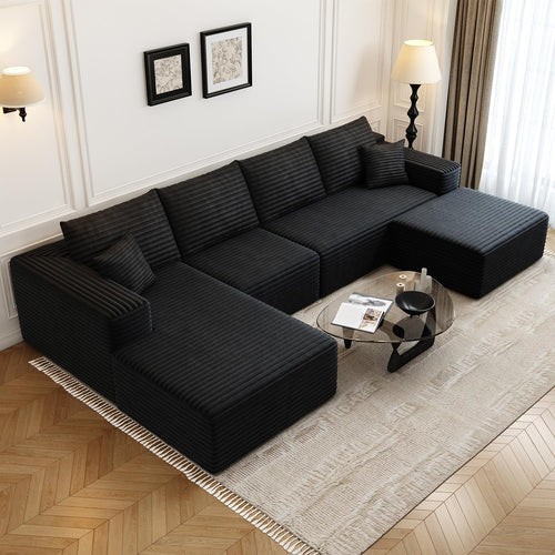 107.5 inch Cloud Modular Sectional Sofa with L-Shaped Chaise Lounge, Modern Minimalist Upholstered Sofa Deep Seating Corner Sofa
