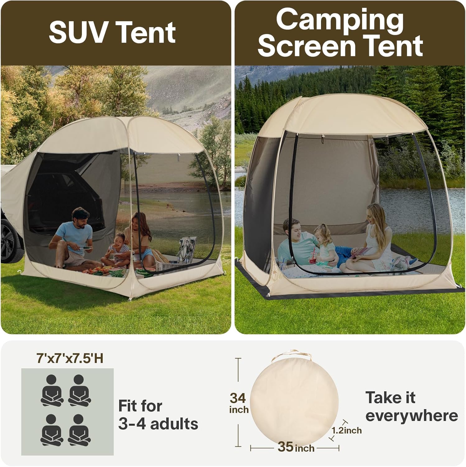 Alvantor Screen House Gazebo Pop Up Igloo Screened Canopy Tent with Mosquito Netting Sides