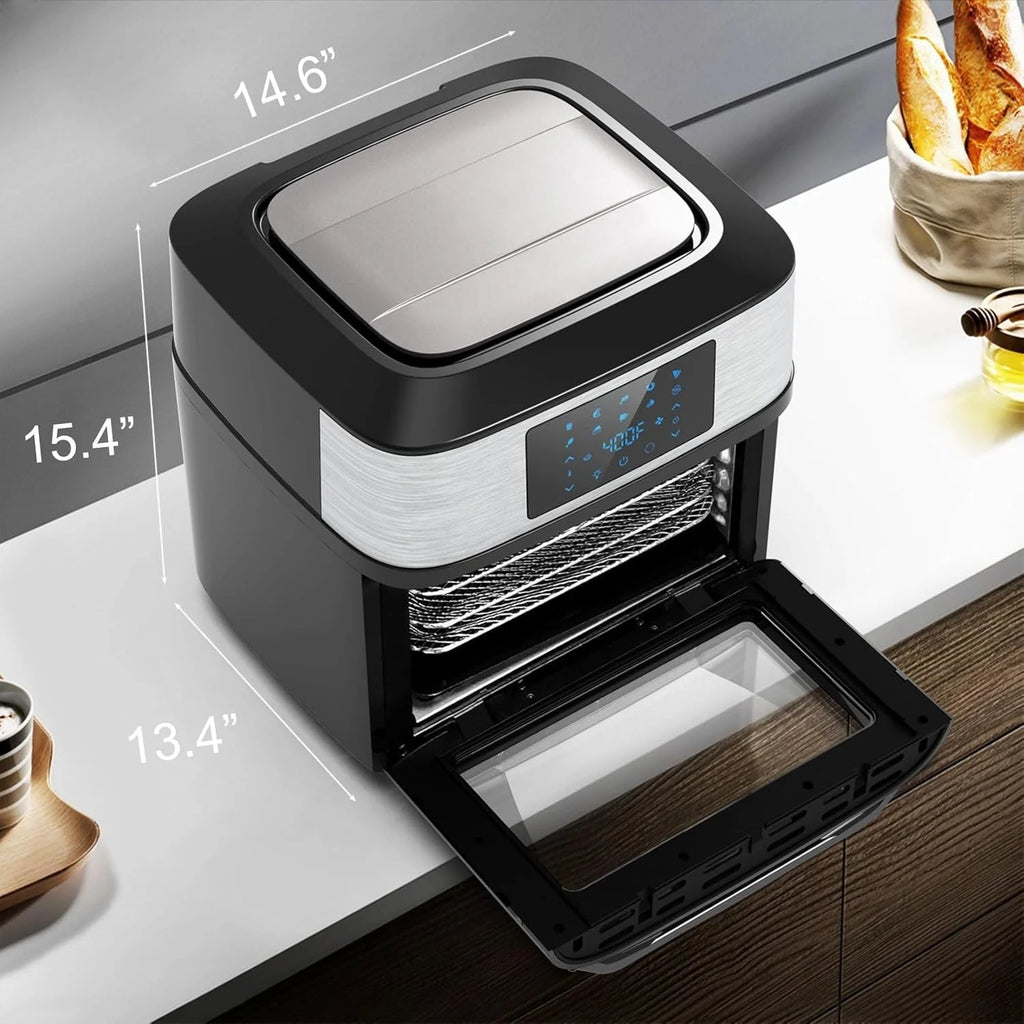 Air Fryer Oven Large 20 QT, 10-in-1 Toaster Oven Air Fryer Combo with Window for Family, Airfryer Oven with Rotisserie, 3 Dehydrating Racks, ETL Certified